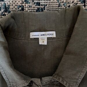 James Perse Khaki Size 3 Overall Jumpsuit Onesie Linen Olive as new